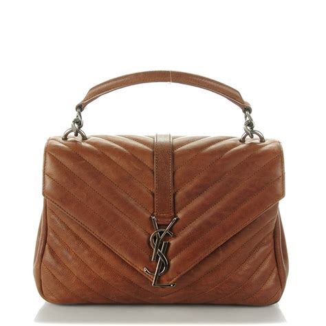 ysl college bag cognac|SAINT LAURENT Calfskin Matelasse Chevron Monogram Large .